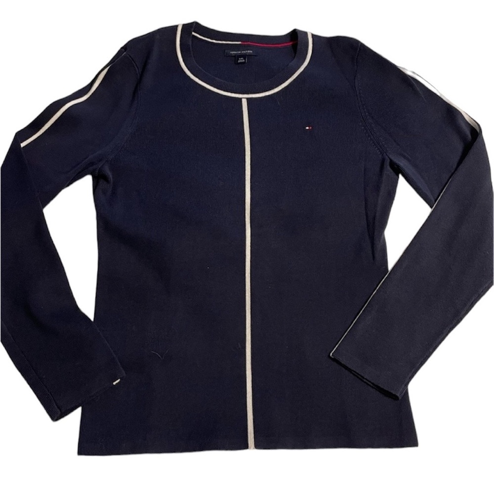 Tommy Hilfiger Classic Navy Striped Winter Cold Weather Snow Sweater (size L)